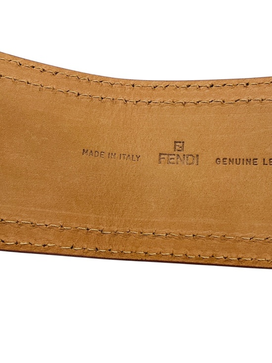 FENDI BROWN GENUINE PATENT LEATHER WIDE CINCH CORSET WAIST BELT WITH CHUNKY WICK main image 5